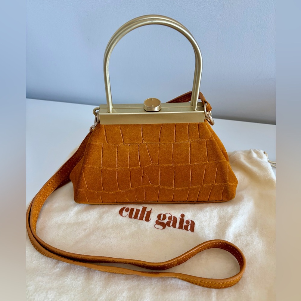 Cult Gaia Estelle Mini Croc-Embossed Leather Top Handle Bag